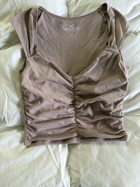 Hollister Taupe Ruched Tank Top